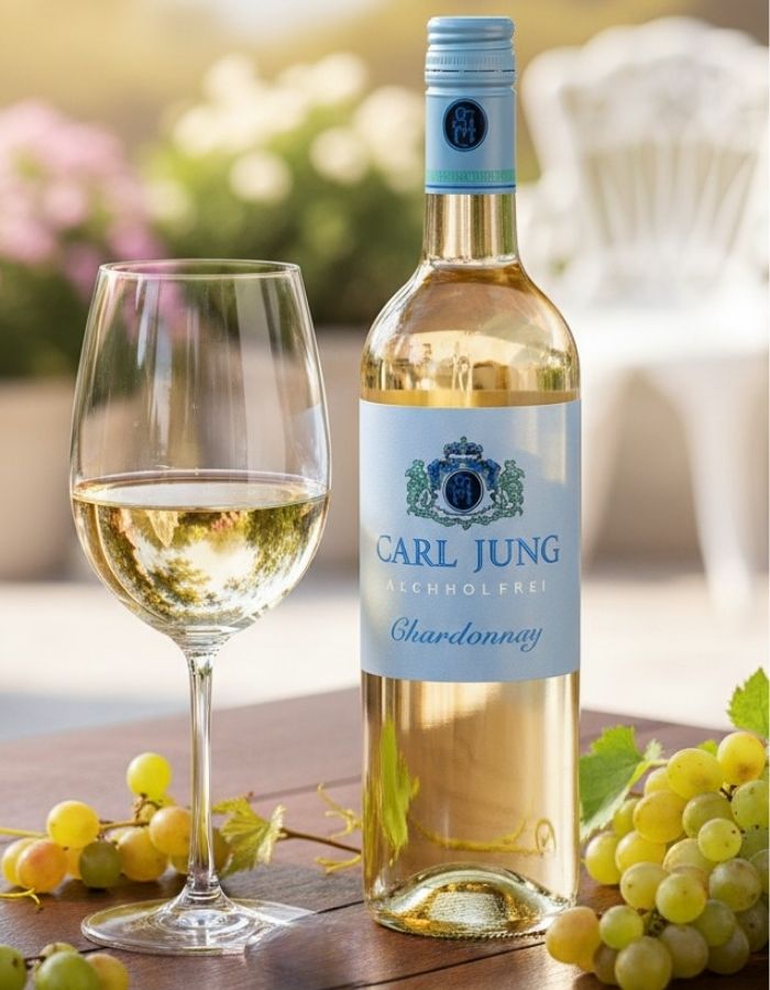 alkoholfreier Wein auf Tisch